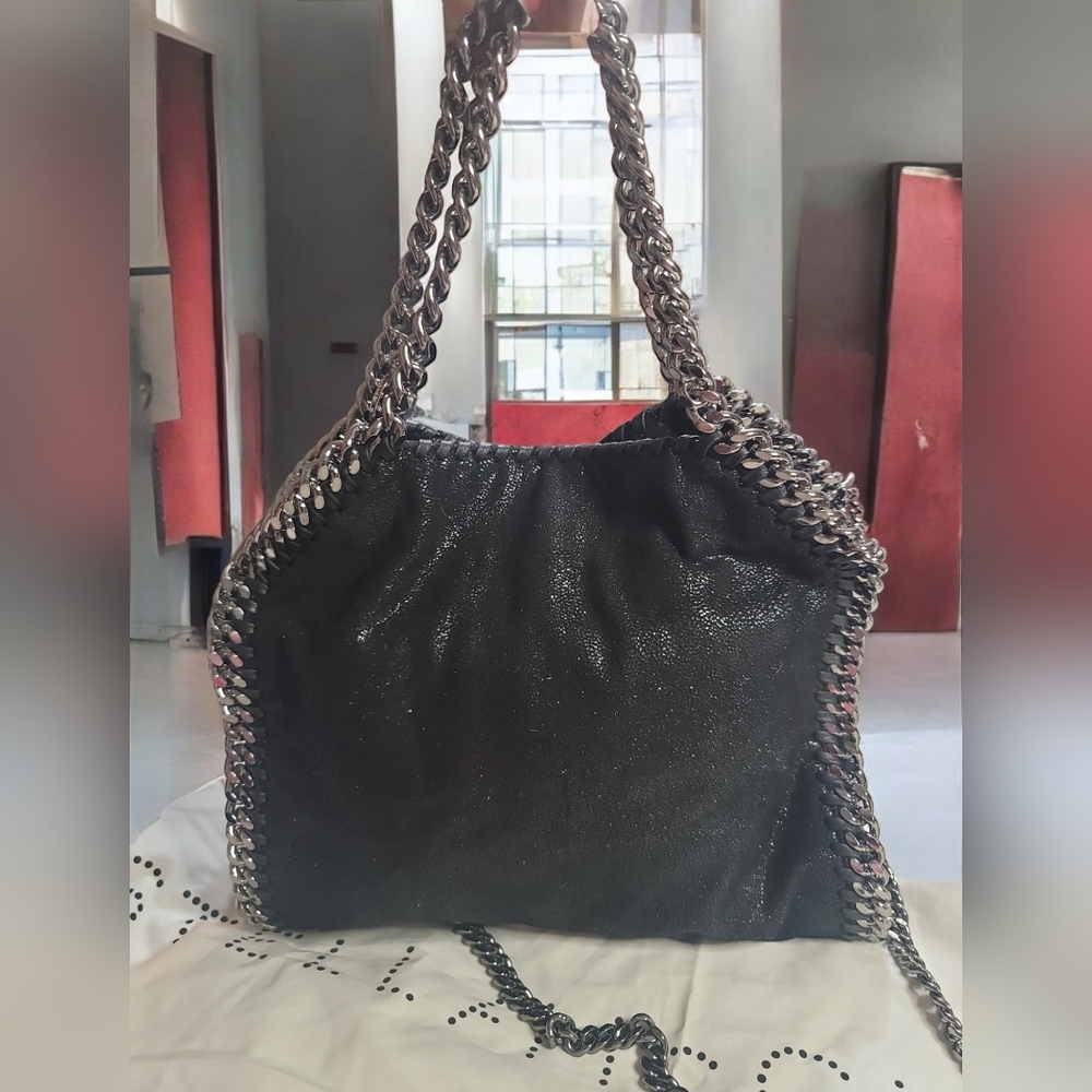 Stella McCartney Black Shaggy Deer Falabella Chain Crossbody Bag - Picture 1 of 16